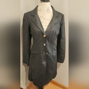 DDP French Brand Dark Grey Waxed Coat With Decoratove Buttons In S